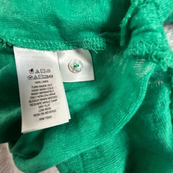Sigrid Olsen Womens Green Linen Long Sleeve Button-Up Shirt Medium Casual Pocket - Picture 4 of 7